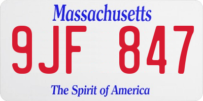 MA license plate 9JF847
