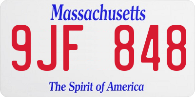 MA license plate 9JF848