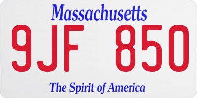 MA license plate 9JF850