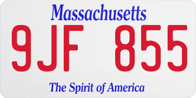MA license plate 9JF855