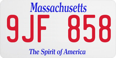 MA license plate 9JF858