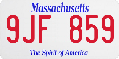 MA license plate 9JF859