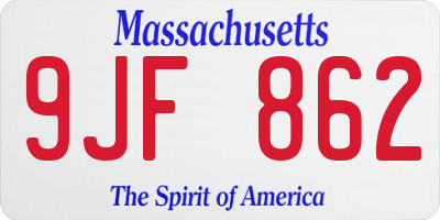 MA license plate 9JF862
