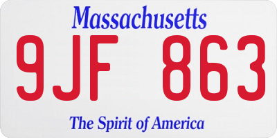 MA license plate 9JF863