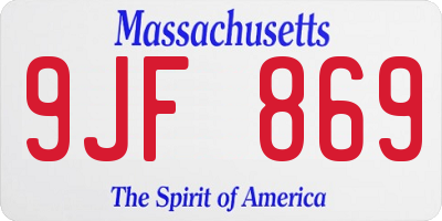 MA license plate 9JF869