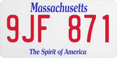 MA license plate 9JF871