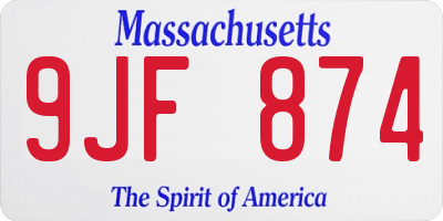 MA license plate 9JF874