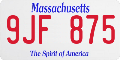 MA license plate 9JF875