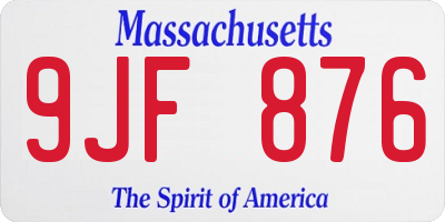 MA license plate 9JF876