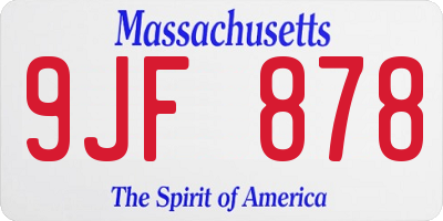 MA license plate 9JF878