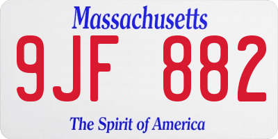 MA license plate 9JF882