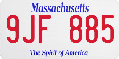 MA license plate 9JF885