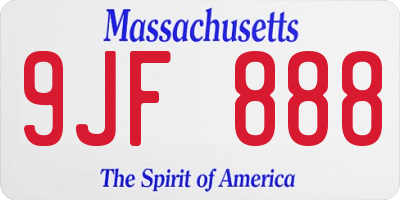 MA license plate 9JF888