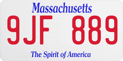 MA license plate 9JF889