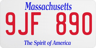 MA license plate 9JF890