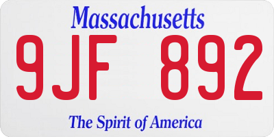 MA license plate 9JF892