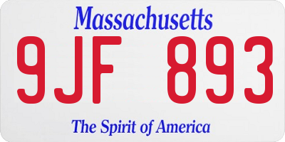 MA license plate 9JF893