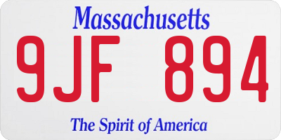 MA license plate 9JF894