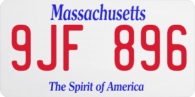MA license plate 9JF896