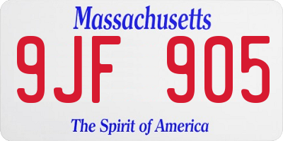 MA license plate 9JF905