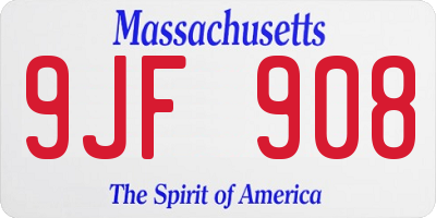 MA license plate 9JF908
