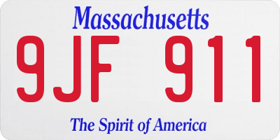 MA license plate 9JF911