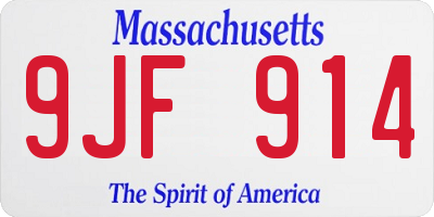 MA license plate 9JF914
