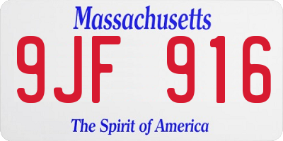 MA license plate 9JF916