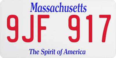 MA license plate 9JF917