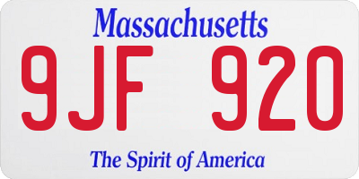 MA license plate 9JF920