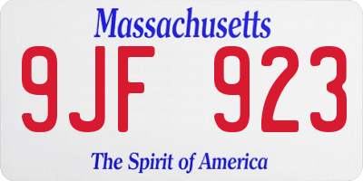MA license plate 9JF923
