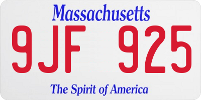 MA license plate 9JF925