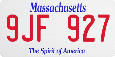 MA license plate 9JF927