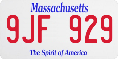 MA license plate 9JF929