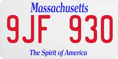 MA license plate 9JF930