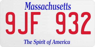 MA license plate 9JF932