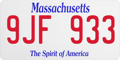 MA license plate 9JF933
