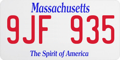 MA license plate 9JF935