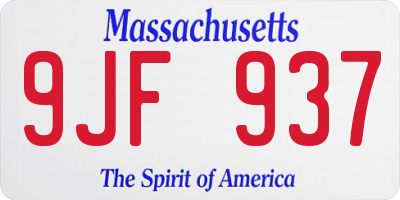 MA license plate 9JF937