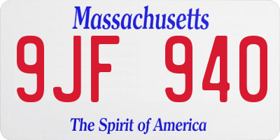 MA license plate 9JF940