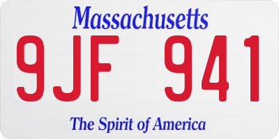 MA license plate 9JF941