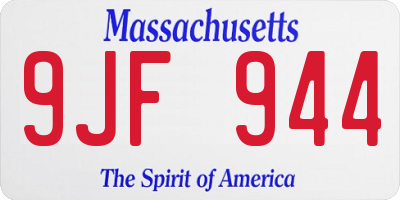 MA license plate 9JF944