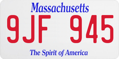 MA license plate 9JF945