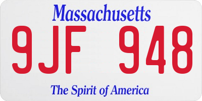 MA license plate 9JF948