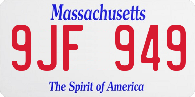 MA license plate 9JF949