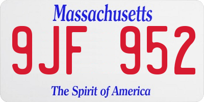 MA license plate 9JF952