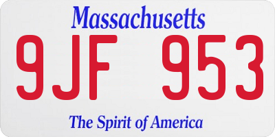 MA license plate 9JF953