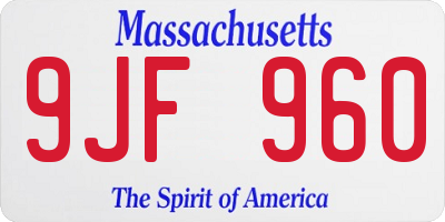 MA license plate 9JF960