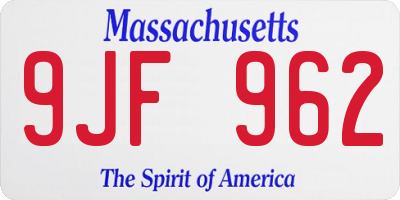 MA license plate 9JF962