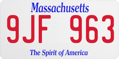 MA license plate 9JF963